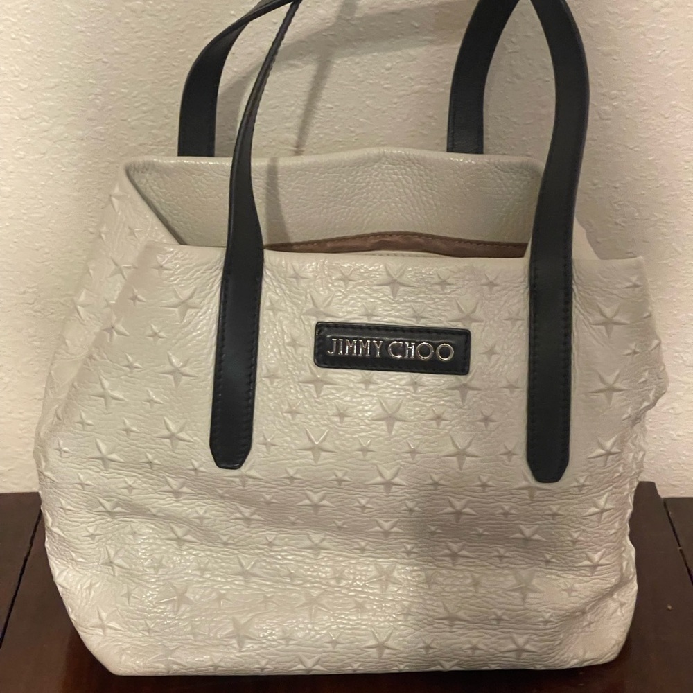 Jimmy Choo Sofia Cream Star-Embossed Tote